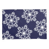 Snowflake op donkerblauw kussensloop (Voorkant-Rechts)