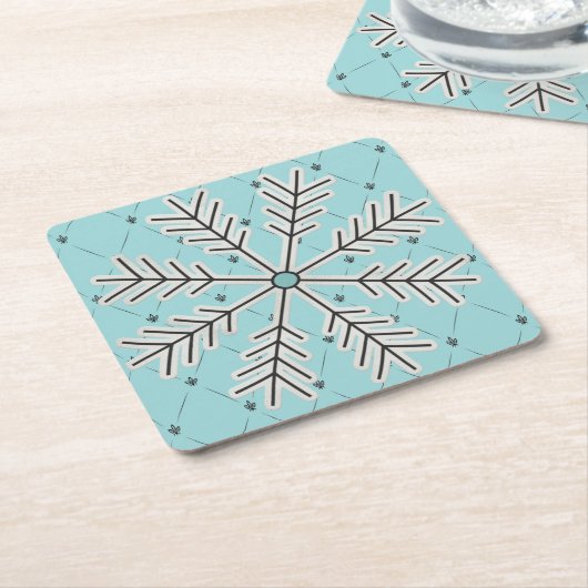 Snowflake op Onderzetters met blauw papier (Schuin)