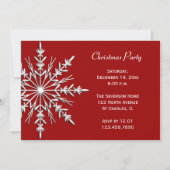 Snowflake op Red Holiday kerstparty Kaart (Voorkant)
