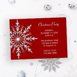 Snowflake op Red Holiday kerstparty Kaart