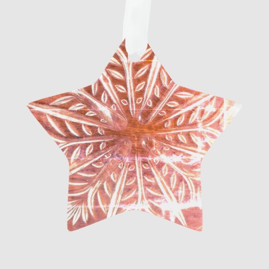 Snowflake op rode achtergrond ornament (achterkant)