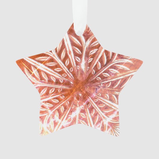 Snowflake op rode achtergrond ornament (voorkant)