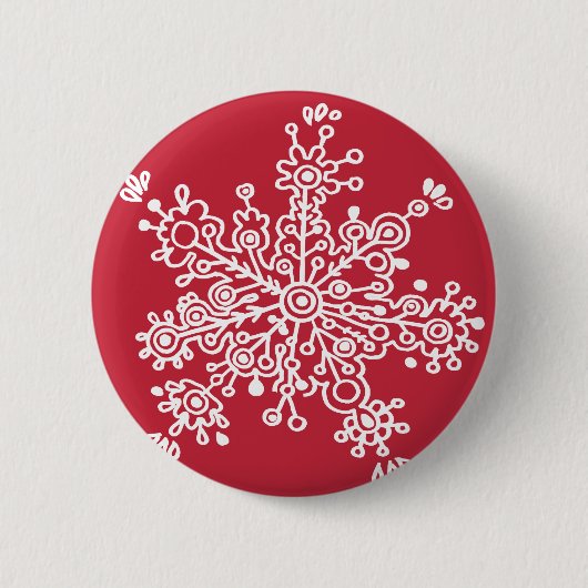 Snowflake op rood ronde button 5,7 cm (Voorkant)