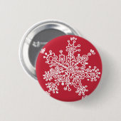 Snowflake op rood ronde button 5,7 cm (Voorkant /achterkant)