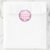 Snowflake op roze envelopzegel ronde sticker (Tas)