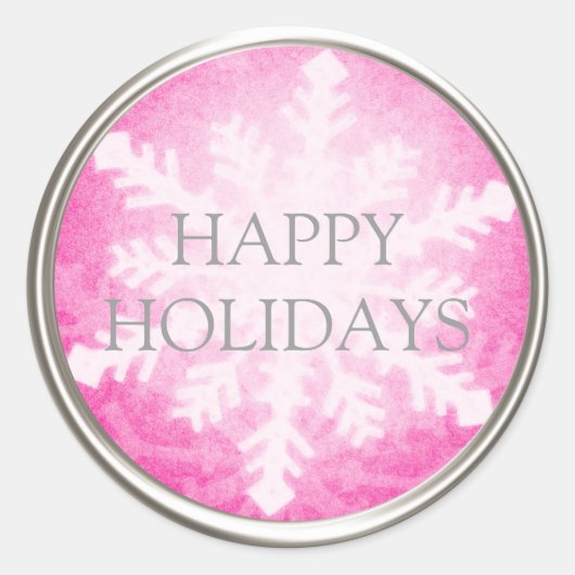 Snowflake op roze envelopzegel ronde sticker (Voorkant)