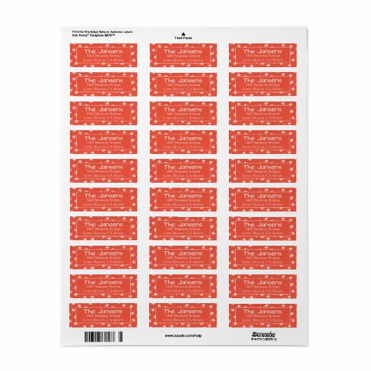 Snowflake Oranje Return Address Label (Full Sheet)