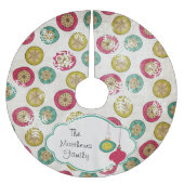  Snowflake Orbs Custom Holiday Tree Skirt Kerstboom Rok (Voorkant)