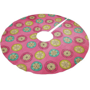 Snowflake Orbs op Hot Pink Holiday Tree Skirt Kerstboom Rok