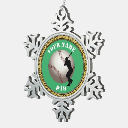 Snowflake Ornament Baseball - Voeg naam & nummer t (Rechts)