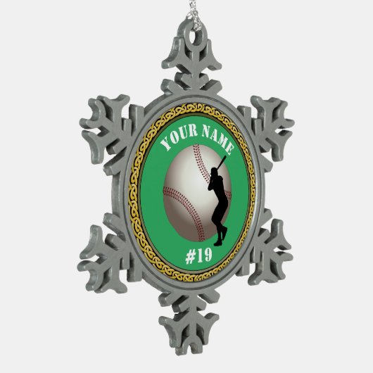 Snowflake Ornament Baseball - Voeg naam & nummer t (Links)