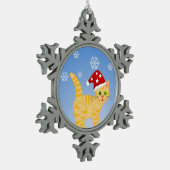 Snowflake Ornament Funny Christmas Cat geel (Links)