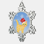 Snowflake Ornament Funny Christmas Cat geel (Rechts)