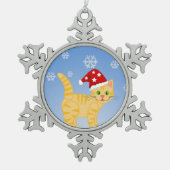 Snowflake Ornament Funny Christmas Cat geel (Voorkant)