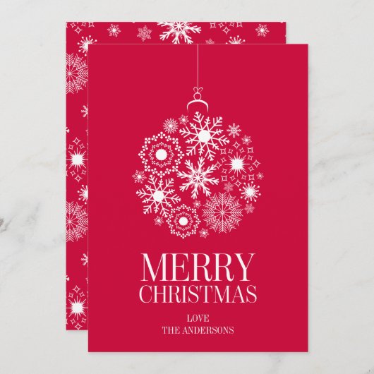 Snowflake Ornament Merry Kerstfeestdag Kaart (Voorkant / Achterkant)