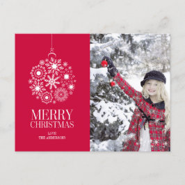 Snowflake Ornament Merry kerstfoto Briefkaart