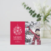 Snowflake Ornament Merry kerstfoto Briefkaart (Staand voorkant)