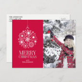 Snowflake Ornament Merry kerstfoto Briefkaart (Voorkant / Achterkant)