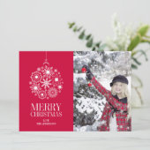 Snowflake Ornament Merry-kerstfotokaart Feestdagenkaart (Staand voorkant)