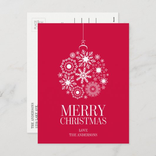 Snowflake Ornament Merry Kerstmis Briefkaart (Voorkant / Achterkant)