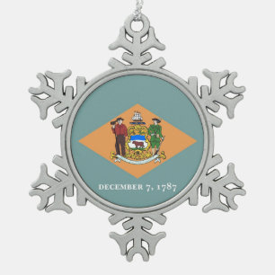 Snowflake Ornament met Delaware Flag