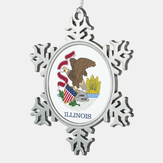 Snowflake Ornament met Illinois Flag (Rechts)