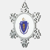 Snowflake Ornament met Massachusetts Flag (Rechts)