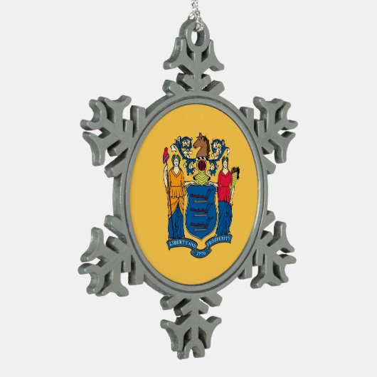 Snowflake Ornament met New Jersey Flag (Links)