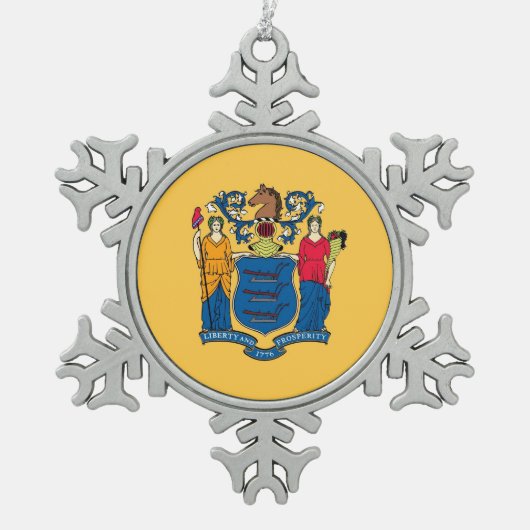 Snowflake Ornament met New Jersey Flag (Voorkant)