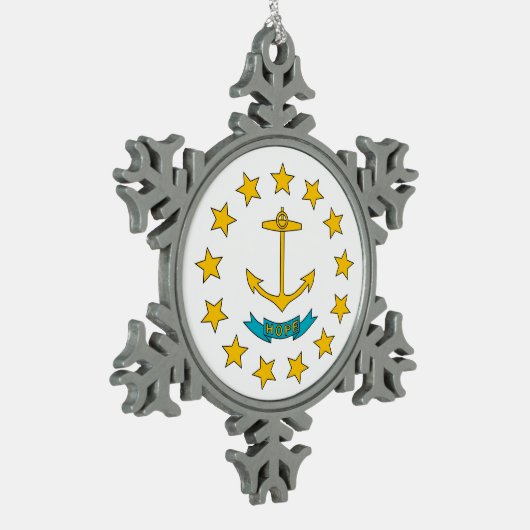 Snowflake Ornament met Rhode Island Flag (Links)