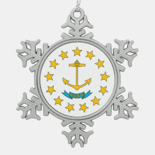 Snowflake Ornament met Rhode Island Flag