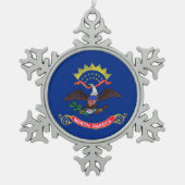 Snowflake Ornament met vlag van North Dakota (Voorkant)