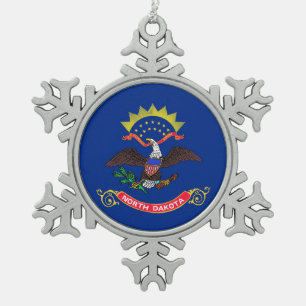 Snowflake Ornament met vlag van North Dakota