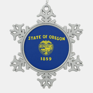 Snowflake Ornament met vlag van Oregon