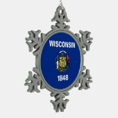 Snowflake Ornament met vlag van Wisconsin (Links)