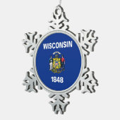 Snowflake Ornament met vlag van Wisconsin (Rechts)