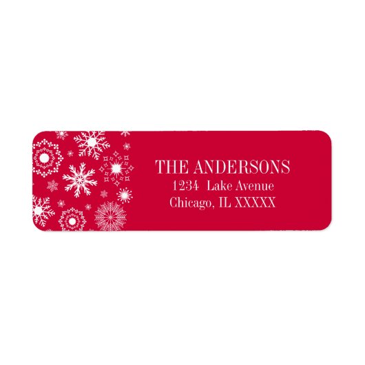 Snowflake Ornament Snowflake Merry-kerstadreslabel Etiket (Voorkant)