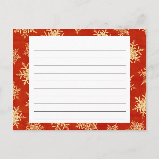 Snowflake Overdekte Kerst Recept Kaart (Achterkant)