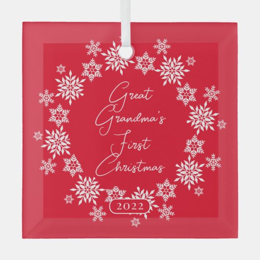 Snowflake Overgrootmoeder Eerste Kerstmis Glas Ornament (Voorkant)