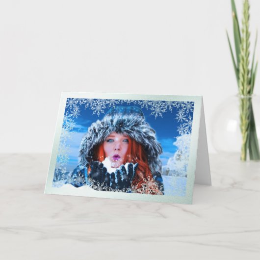 Snowflake Overlay Kaart voor kerstmis foto's (Voorkant)