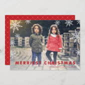 Snowflake Overlay | Kerstafoto Merry Feestdagenkaart (Voorkant / Achterkant)