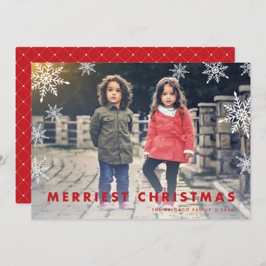 Snowflake Overlay | Kerstafoto Merry Feestdagenkaart (Voorkant / Achterkant)