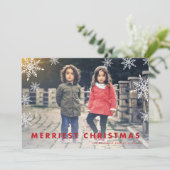 Snowflake Overlay | Kerstafoto Merry Feestdagenkaart (Staand voorkant)