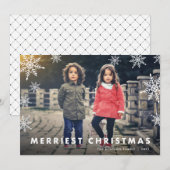 Snowflake Overlay | Kerstafoto Merry Feestdagenkaart (Voorkant / Achterkant)