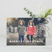Snowflake Overlay | Kerstafoto Merry Feestdagenkaart (Staand voorkant)