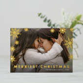 Snowflake Overlay | Kerstafoto Merry Folie Feestdagenkaart (Staand Voorkant)