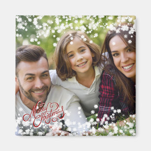 Snowflake Overlay Merry Kerstfeestdag Foto Magneet