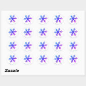 Snowflake Paarse kerstfeestdag Ronde Sticker (Vel)