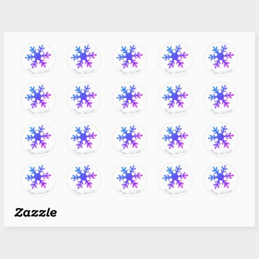Snowflake Paarse kerstfeestdag Ronde Sticker (Vel)