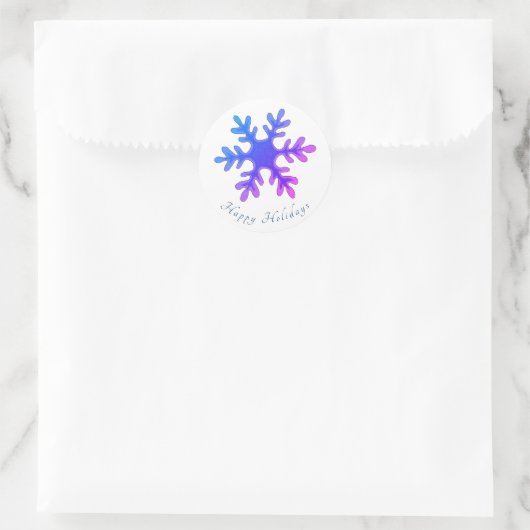 Snowflake Paarse kerstfeestdag Ronde Sticker (Tas)